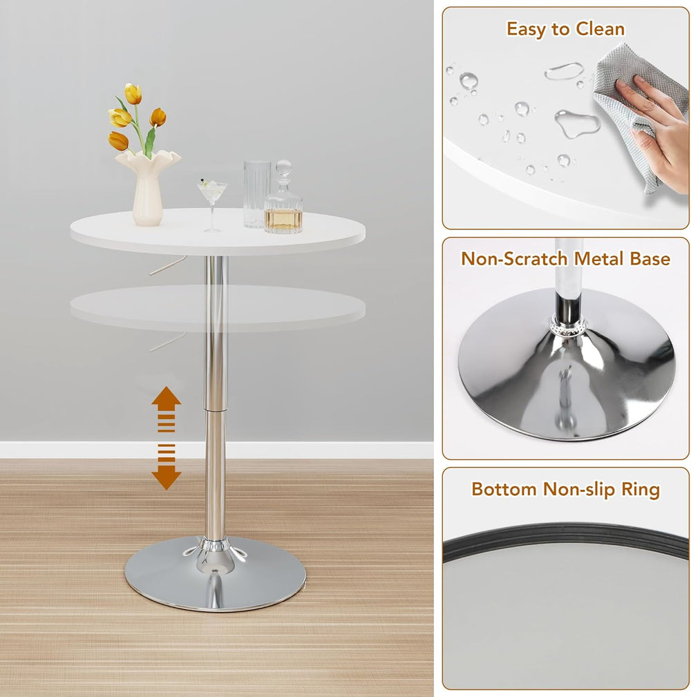 NOBPEINT Round Pub Table, Height Adjustable Bar Table 27-36 inches, 360 Swive...