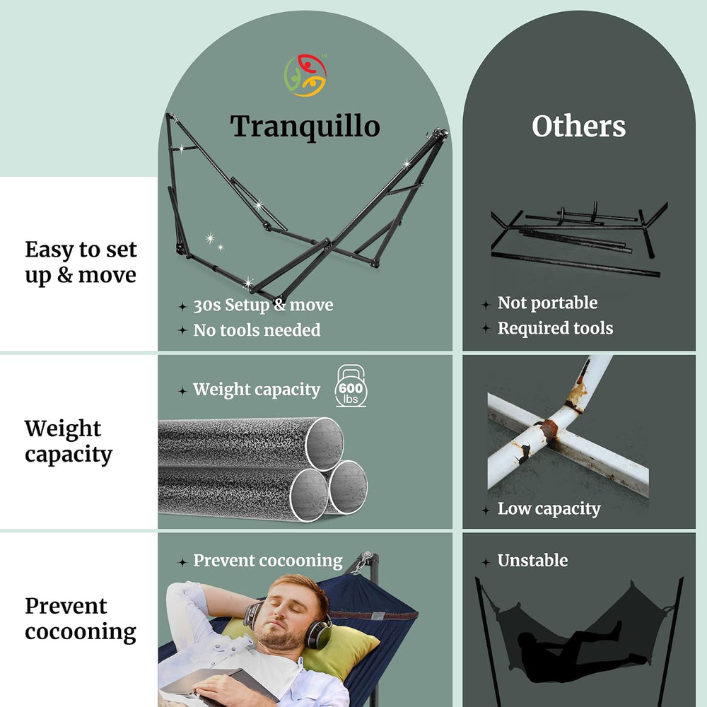 Tranquillo Universal Double Hammock with Stand Included for 2 Persons/Foldabl...