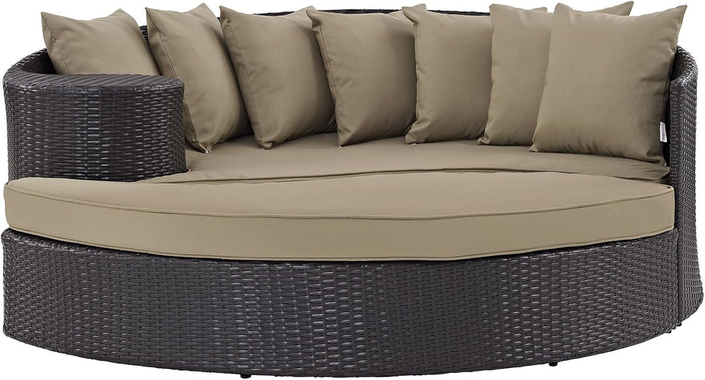 Modway Convene Wicker Rattan Outdoor Patio Poolside Sectional Sofa Daybed wit...