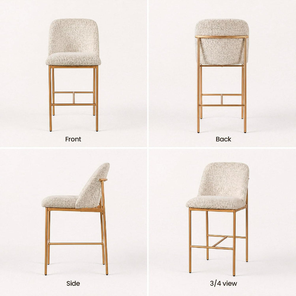 COLAMY Counter Height Bar Stools Set of 4, Modern Tweed Upholstered Kitchen I...