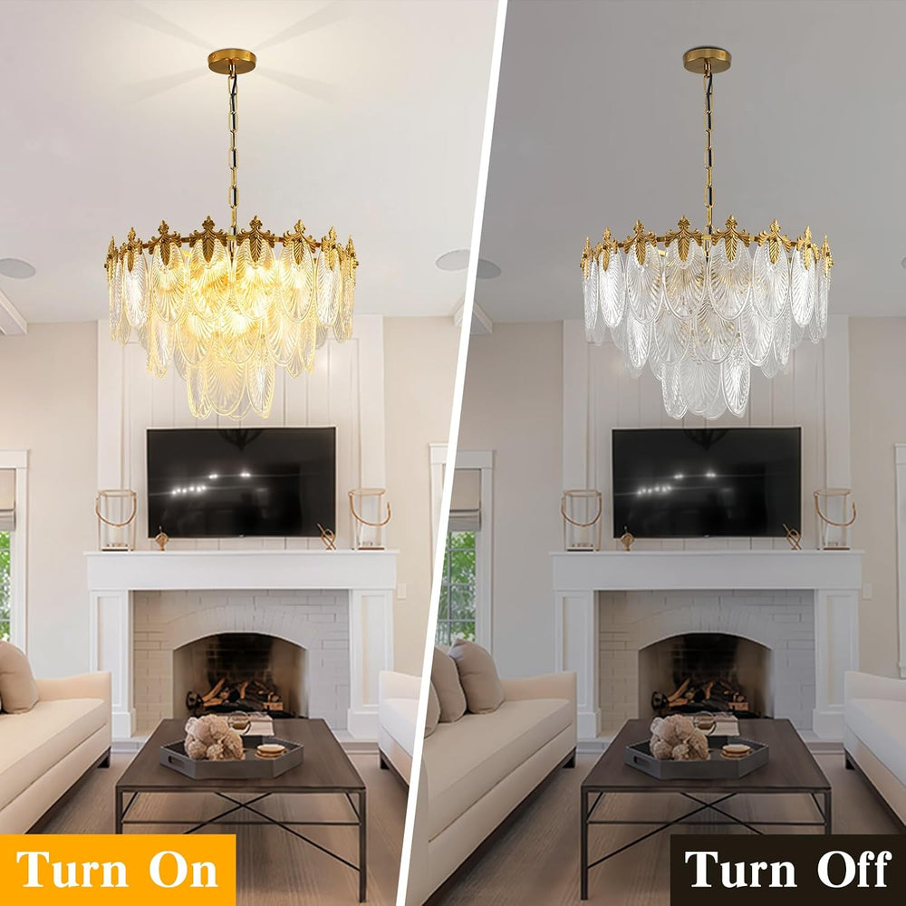 KELUOLY Antique Chandelier 3-Tier Glass Crystal Chandeliers, 9-Lights Gold Ro...