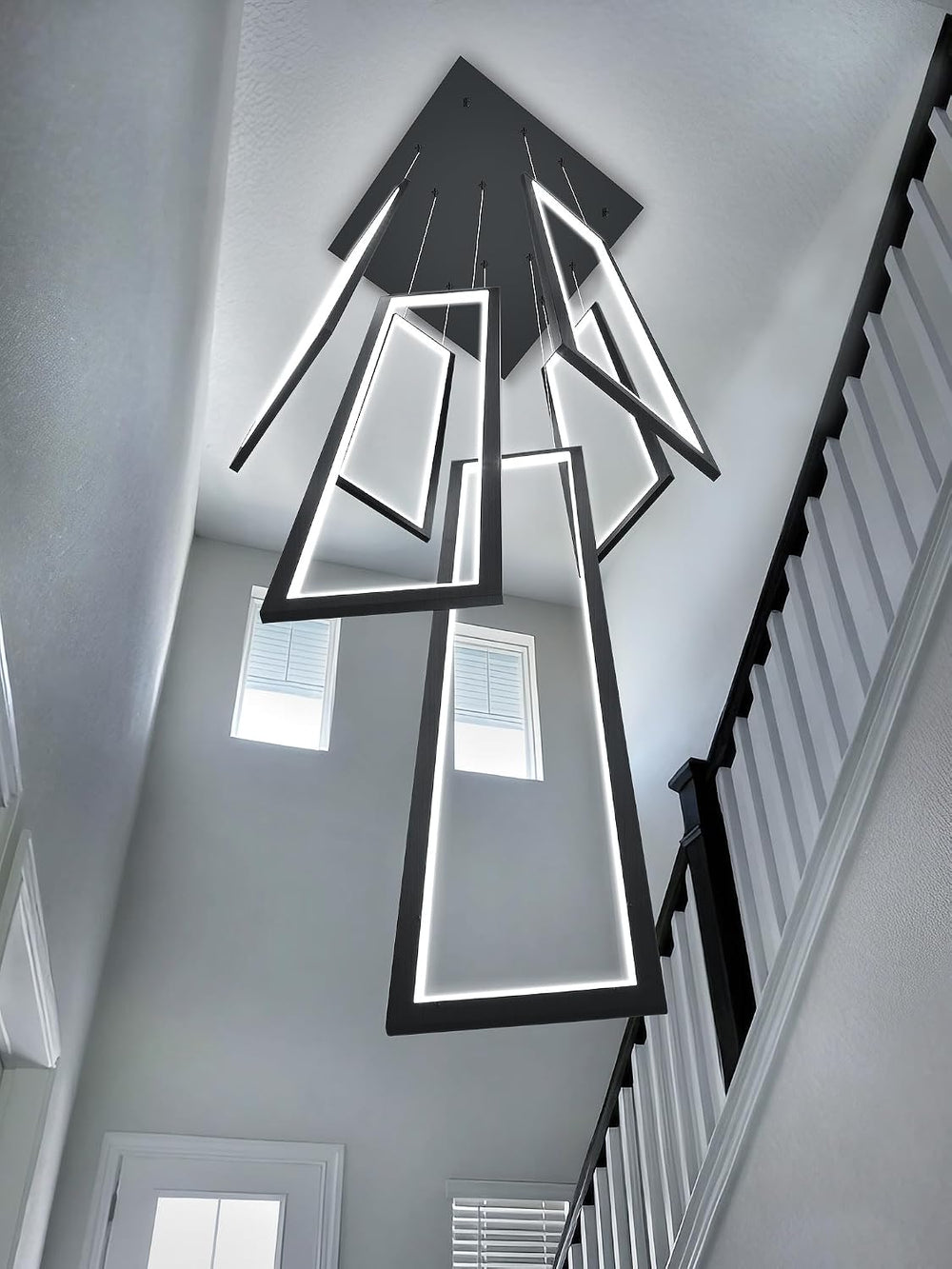 Flashing God Modern Led Chandelier,Black Chandeliers with 6 Ring for Foyer,La...