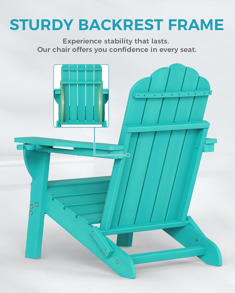 Folding Adirondack Chairs Set of 2, HDPE Outdoor Chair with 2 Cup Holders