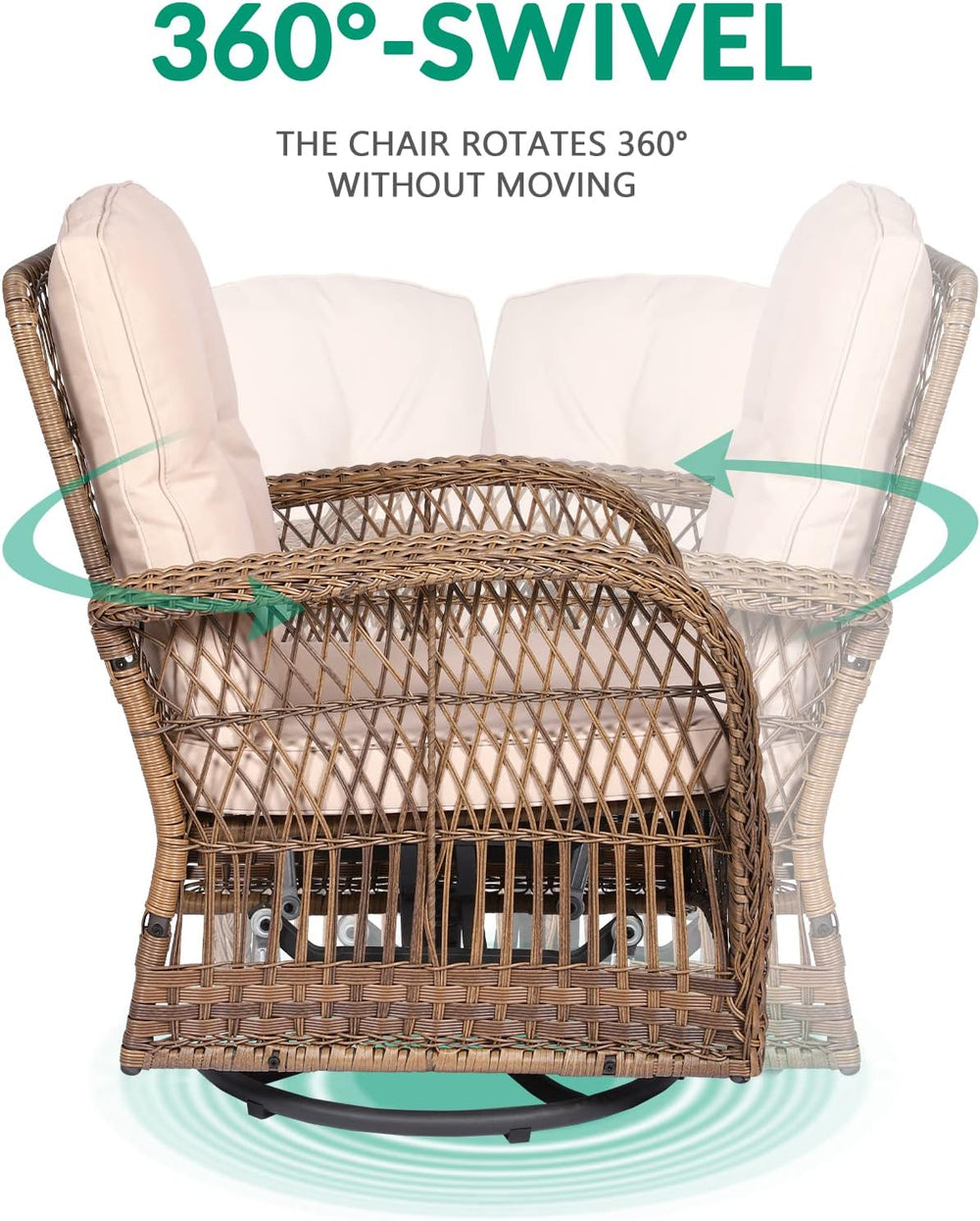 VIVIJASON 5-Piece Outdoor Patio Wicker Conversation Sets, All Weather Outdoor...