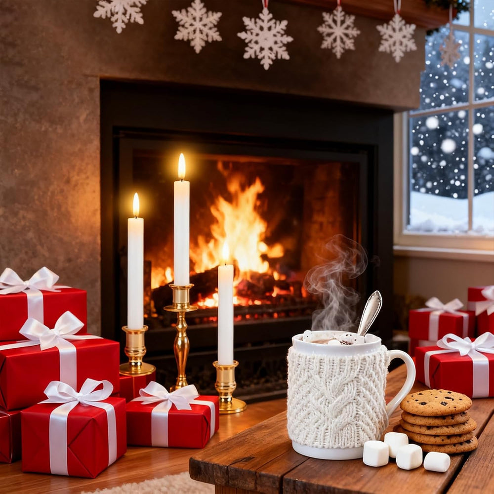 Christmas Window Candles, 6 Pcs Battery Operated Flameless Taper Candles with...