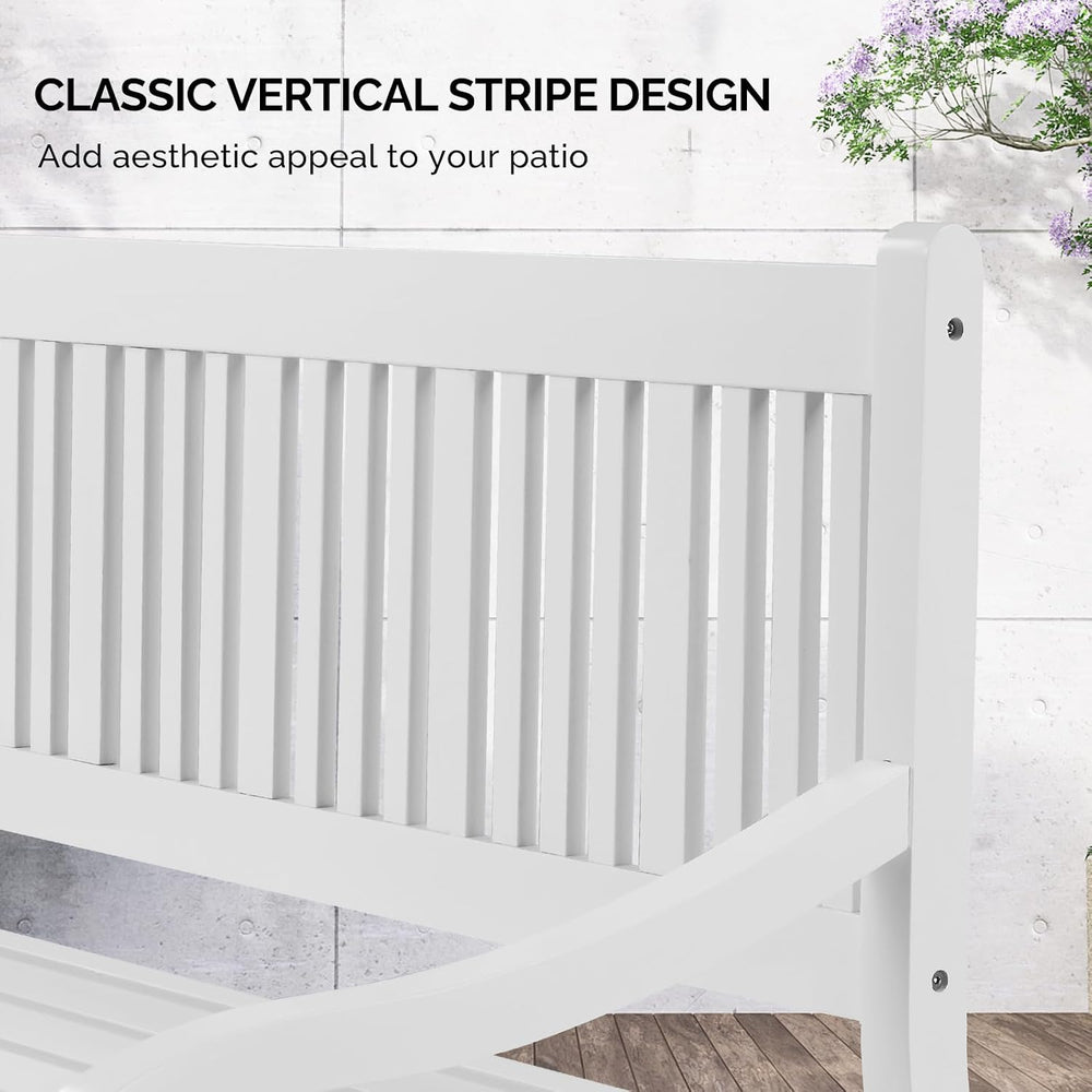 VINGLI 50" Outdoor Wood Bench, Weatehr Resistant Wooden Garden Patio Ben...