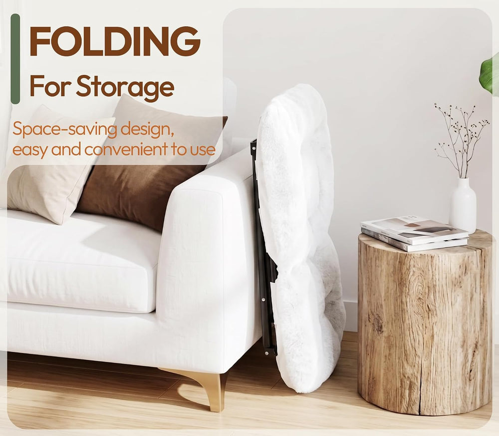 Comfy Saucer Chair Folding Reading Lounge Chair Living Room Chairs, White