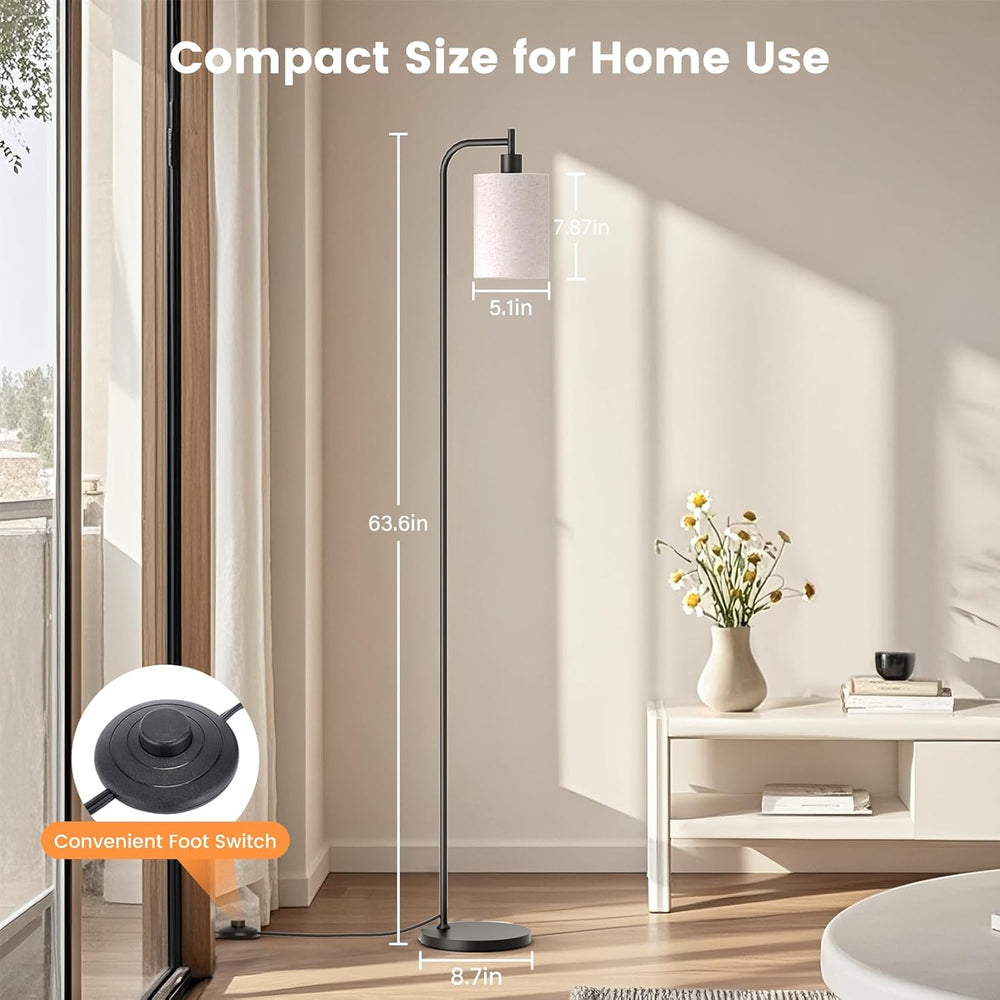 SIBRILLE Floor Lamp with Linen Shade, Dimmable Tall Standing Lamp with Remote...