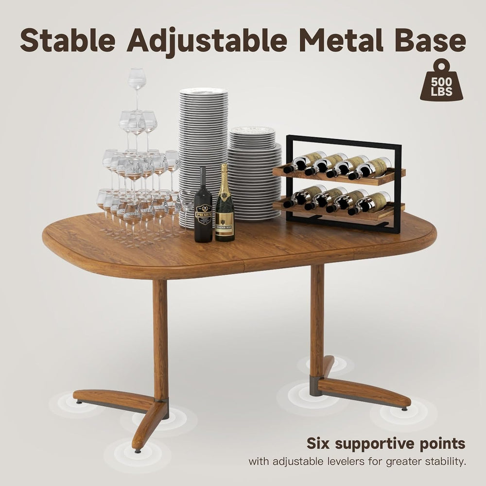 Chromcraft 5-Piece Square Round Expandable D7775 Dining Set-Chestnut-Sand