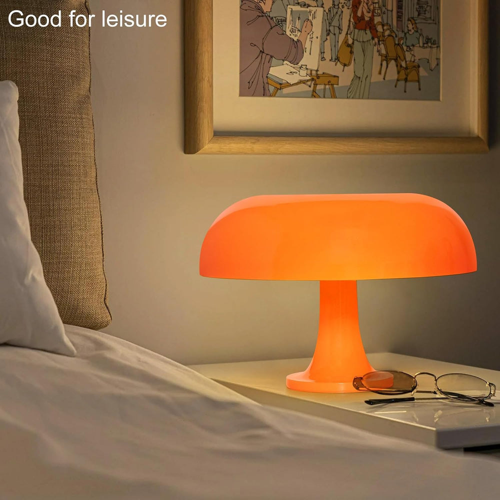 Orange Mushroom Lamp, Mid Century Modern Table Lamp for Bedroom, Aesthetic Mu...