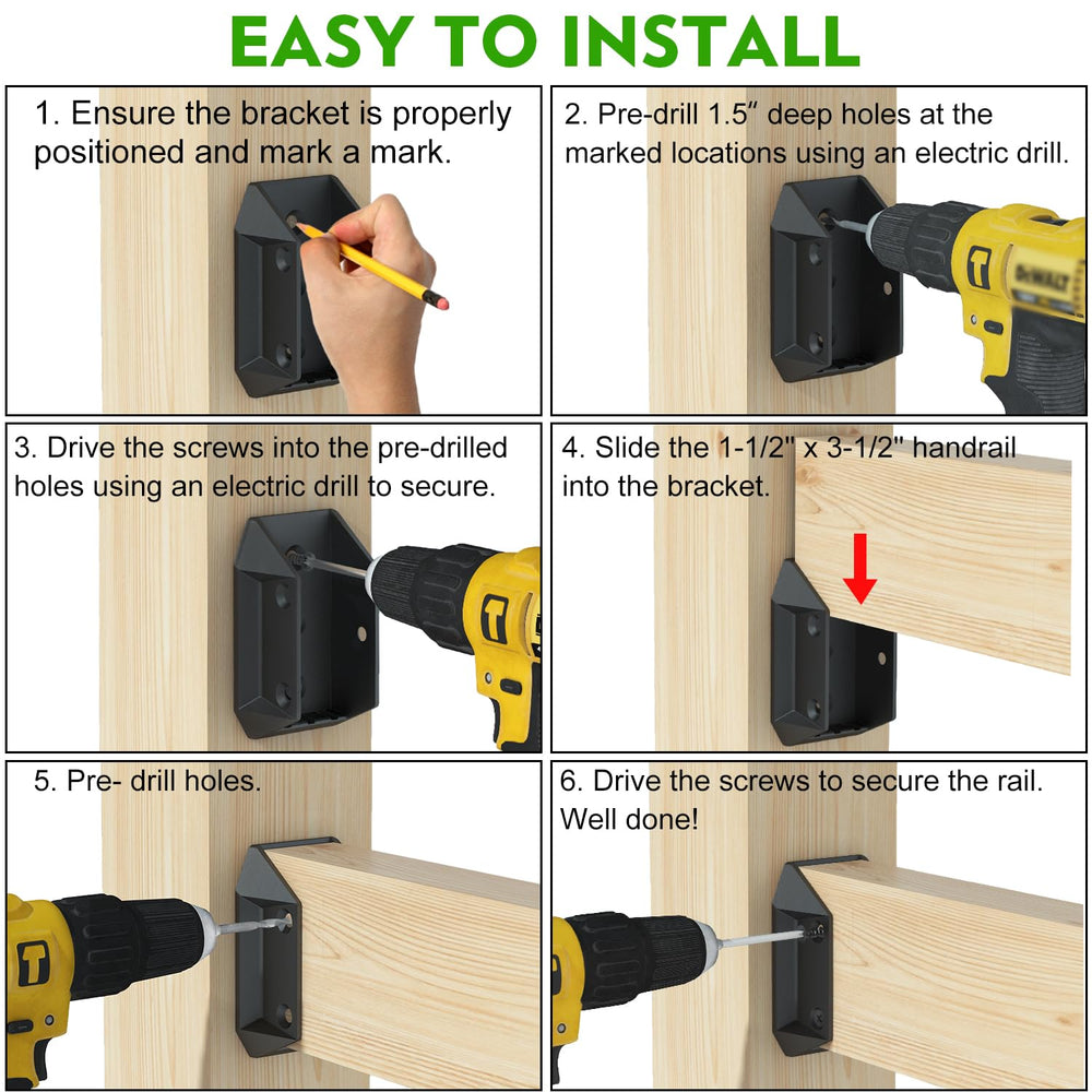 20 Pcs Heavy Duty ADC-12 Aluminum Deck Railing Brackets for 2x4 (Actual 1 ½&q...