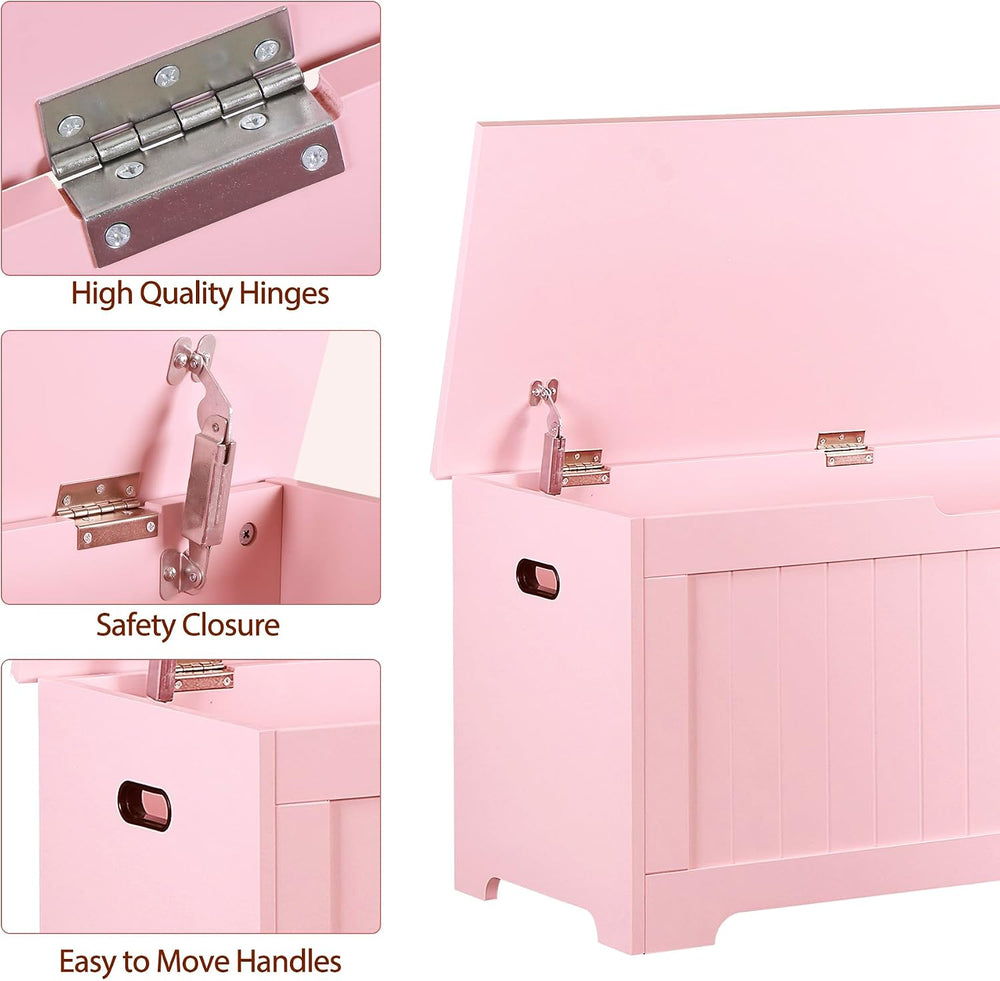 Wooden Storage Chest,30/40 Inch Storage Trunk w/2 Safety Hinges, Storage Benc...