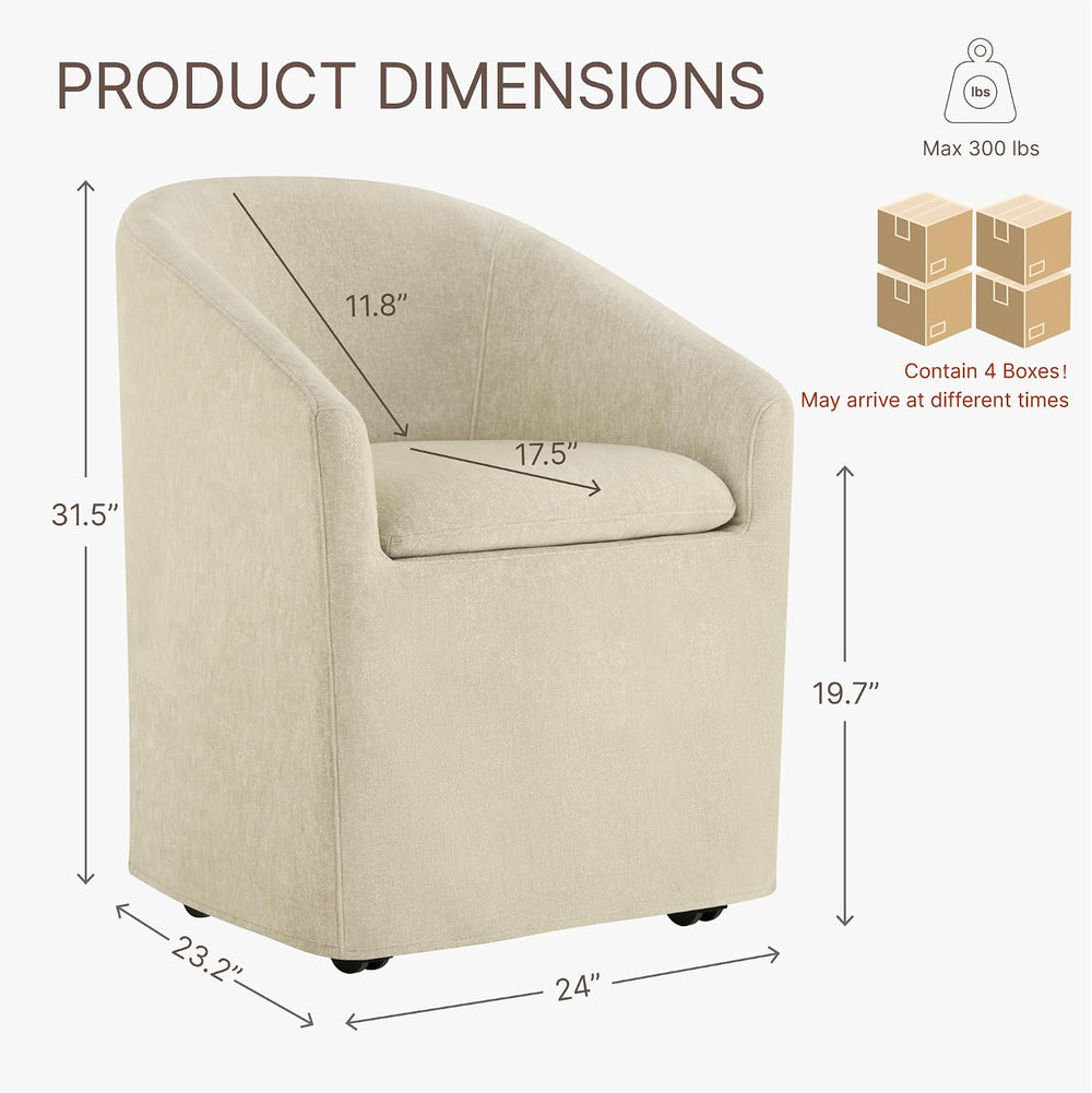 KISLOT Upholstered Dining Chairs with Casters, Washable Cover Modern Dining R...