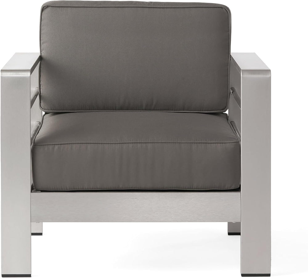 Christopher Knight Home Cape Coral Outdoor Aluminum Club Chairs with Side Tab...