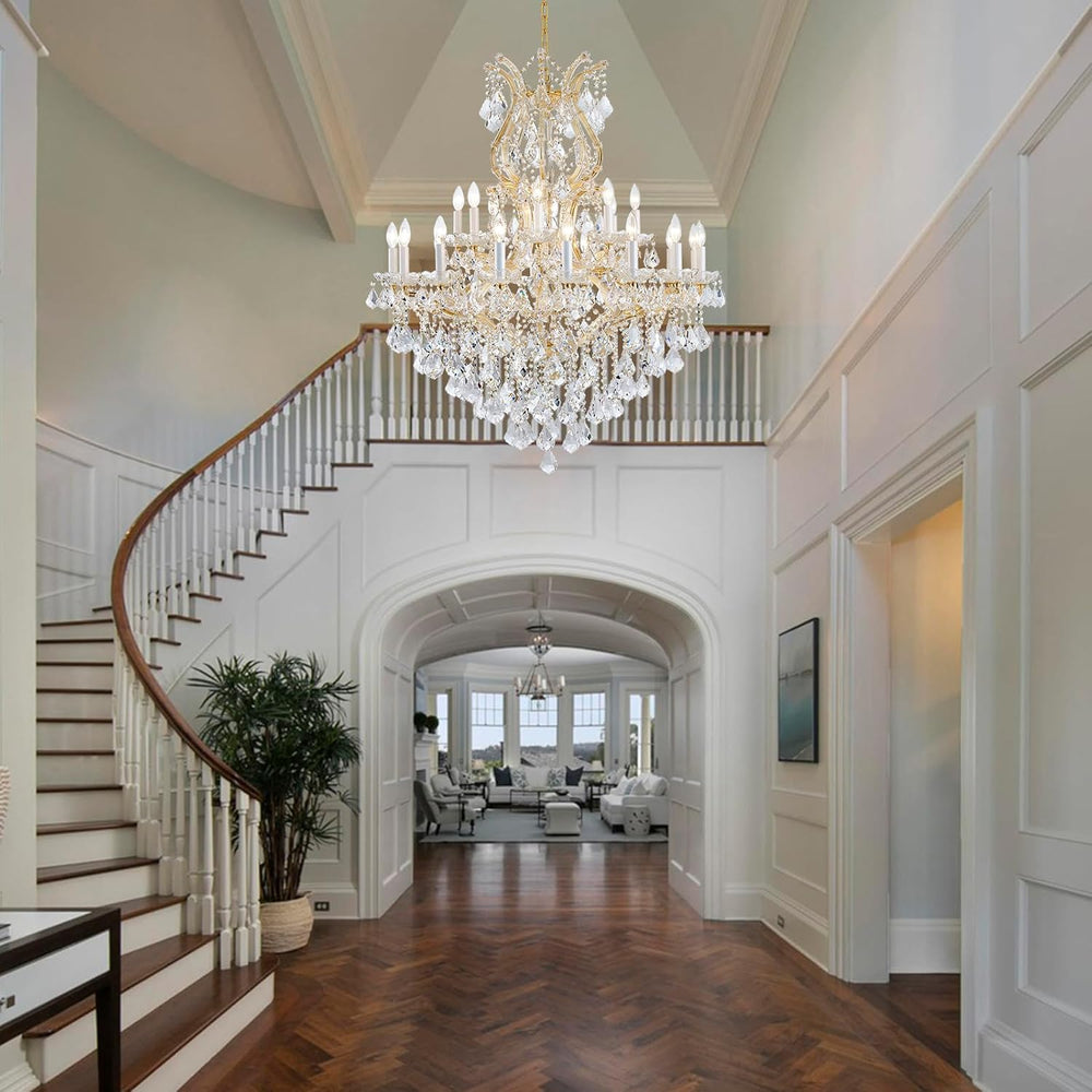 Gold Large Crystal Chandelier-24-Light Chandelier Light Fixture Modern Maria ...