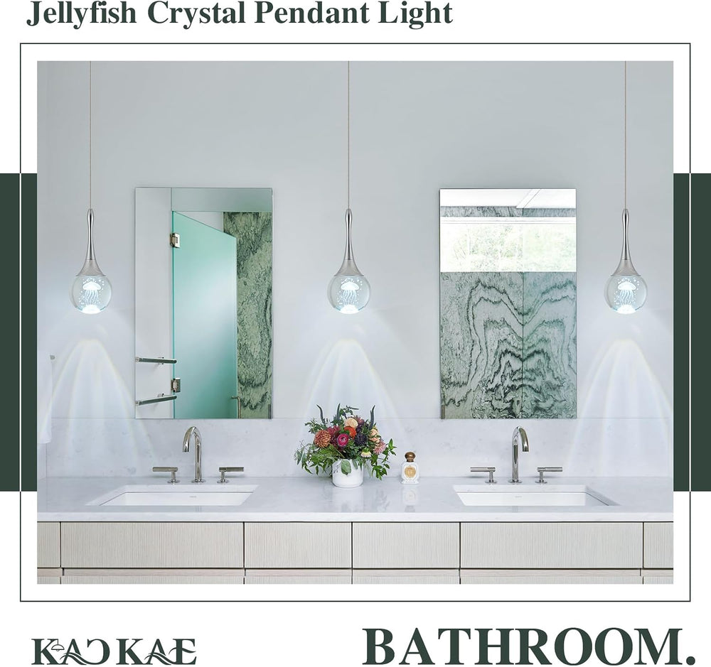 LED Pendant Light Kitchen Island Jellyfish Crystal Pendant Lights Dimmable Ch...