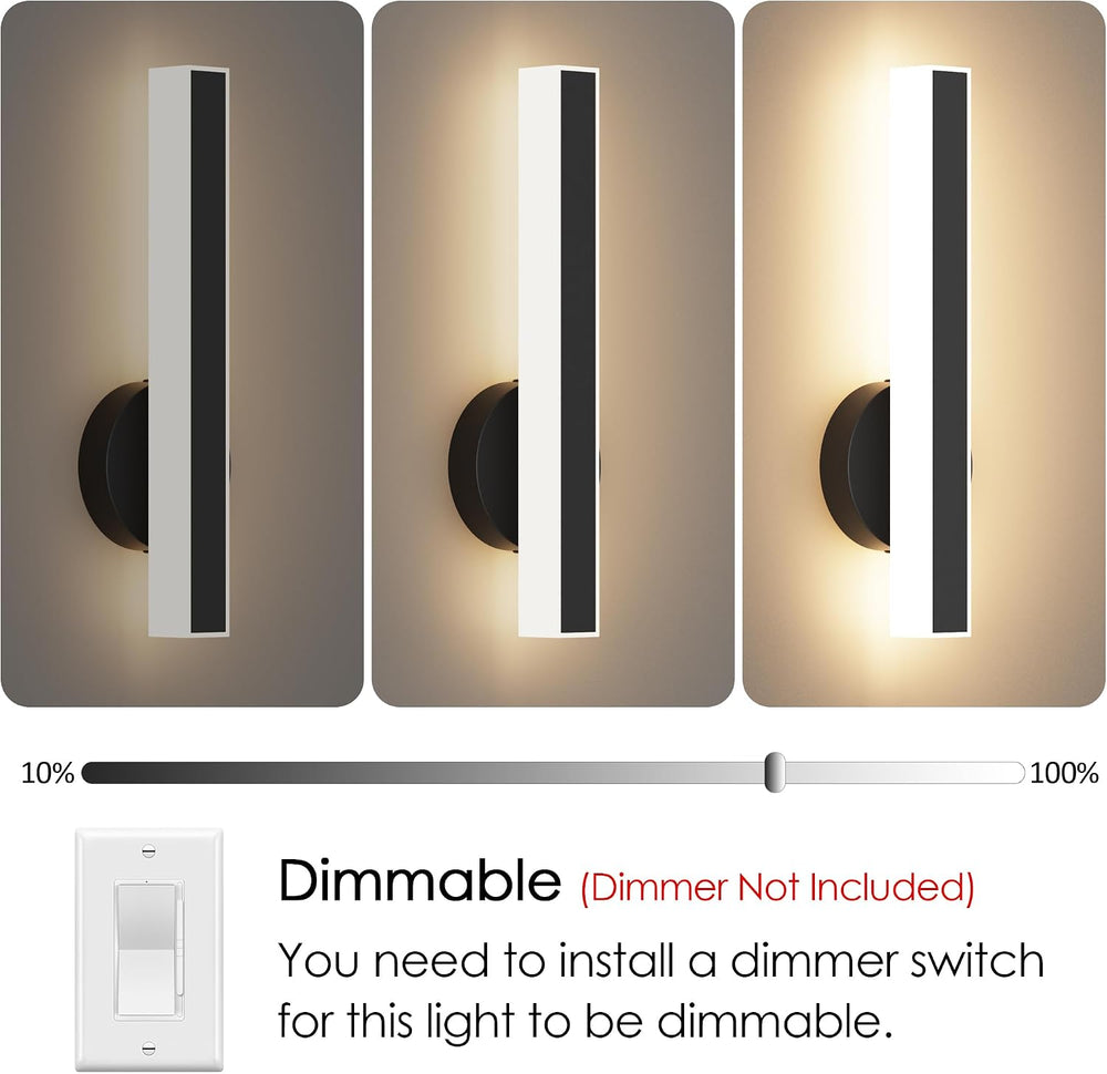 Aipsun Black Wall Sconce Hardwired Modern LED 18W Wall Sconce Set of Two, 15....