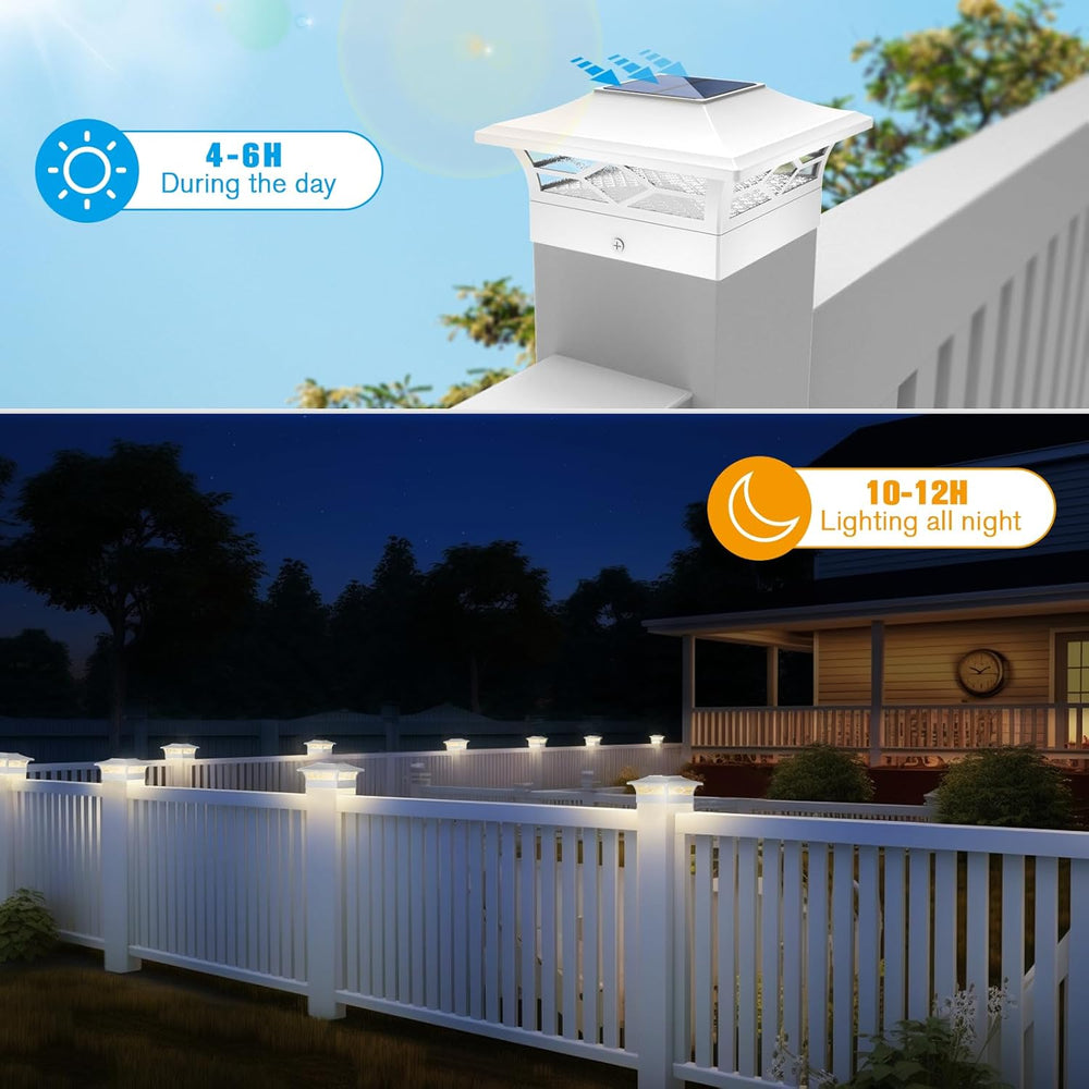JOFIOS Solar Fence Post Lights 6pack, Cap Lights for 4x4/5x5 Vinyl Fence and ...