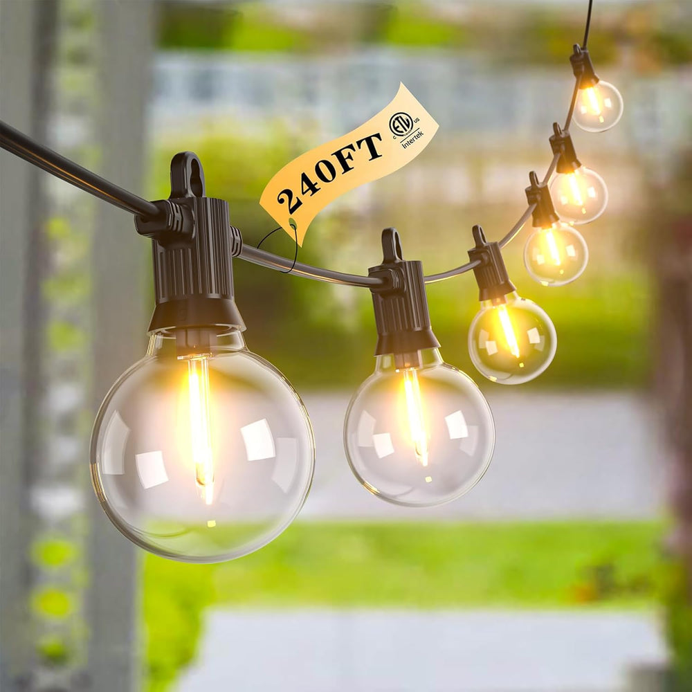 Kawaya G40 Outdoor String Lights 240FT IP65 Waterproof 2700K Patio Light
