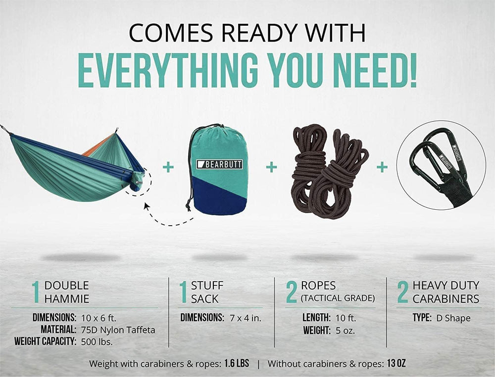 Bear Butt Camping Hammock - Hammock - Camping Gear - 2 Person Hammock - Backp...