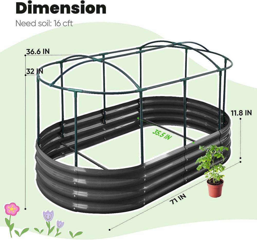 KING BIRD Raised Garden Bed with Cover 71x36x12 in