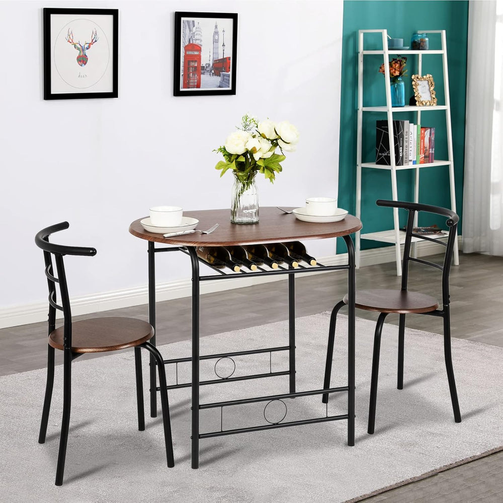 VINGLI 3 Piece Dining Set,Small Kitchen Table Set for 2,Breakfast Table Set f...