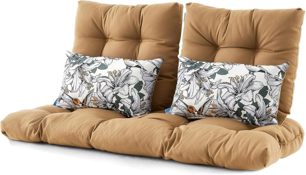 ARTPLAN 5 Piece Patio Loveseat Bench Cushion Set Wicker Outdoor Pillow Pads