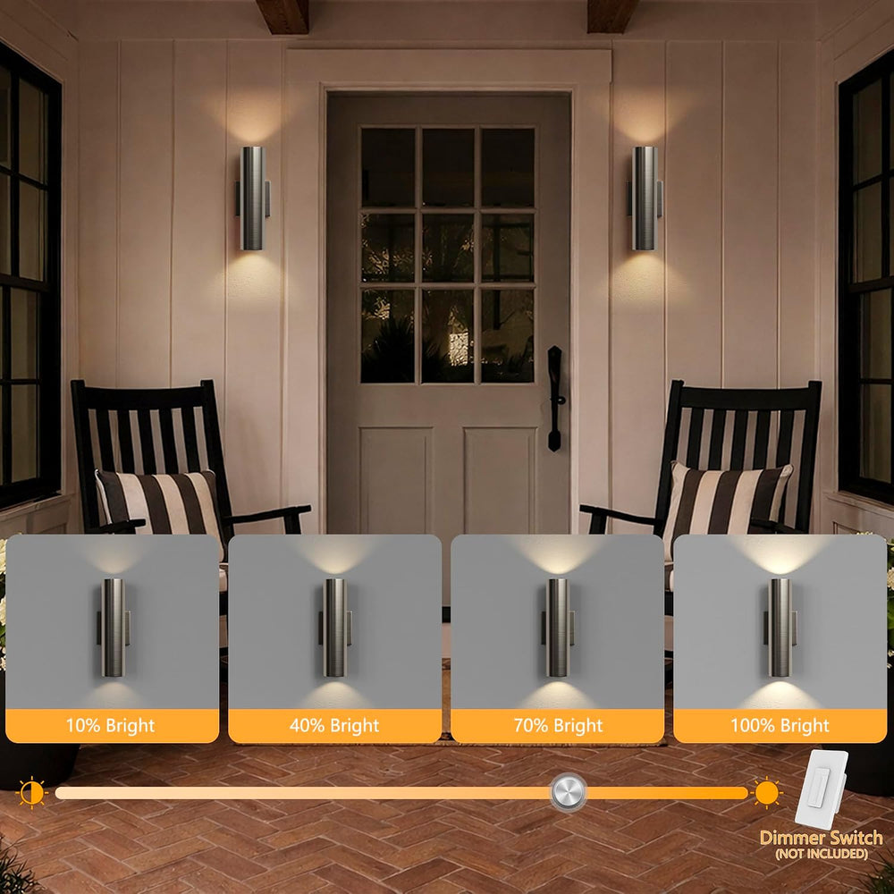 12in Aluminum Up and Down LED Porch Light Super Bright 3000K, 2P