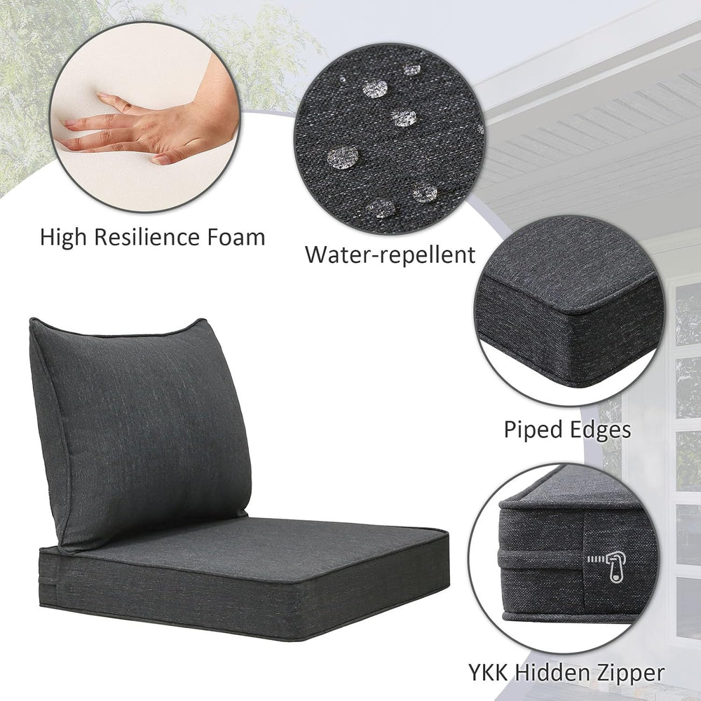 Unimatta Outdoor Patio Chair Cushions Set, 22" x 22", Set of 2, Wat...