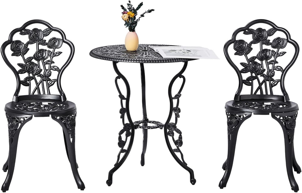 VINGLI 3 PCS Outdoor Bistro Set, Outdoor Patio Set, All-Weather Cast Aluminum...