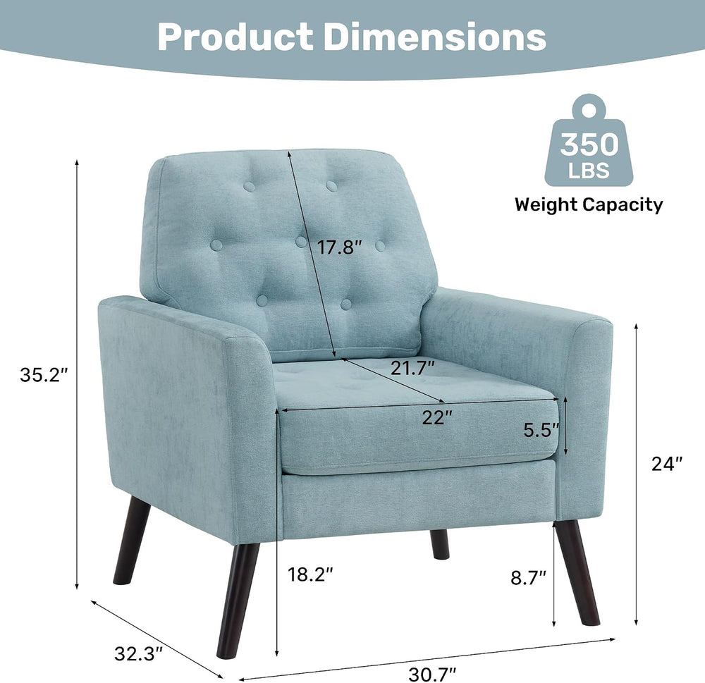 Accent Chair for Living Room, Mid Century Modern Reading Chair, Upholstered A...