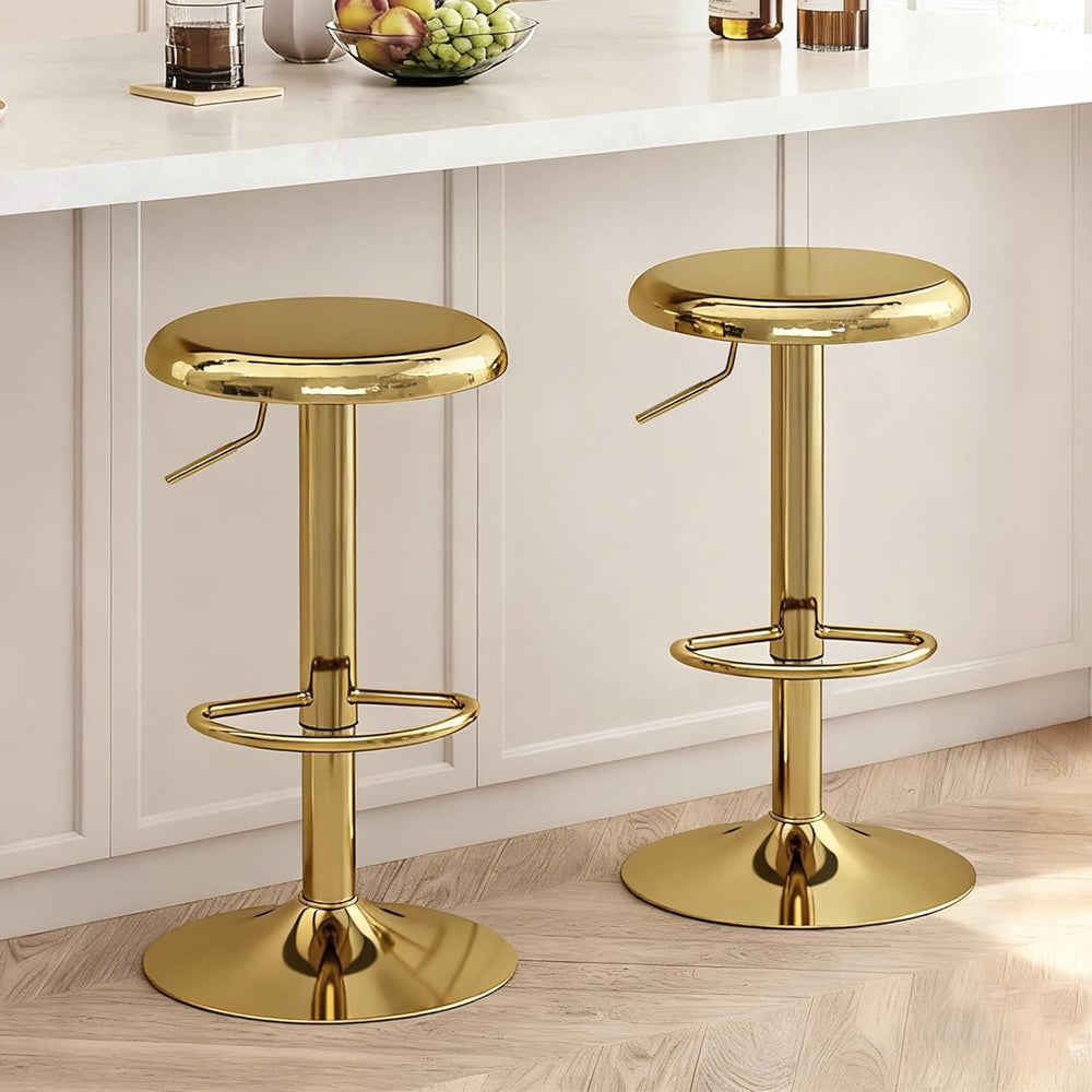 CAROLMADE Bar Stools Set of 2, Adjustable Metal Bar stools Swivel Counter Hei...