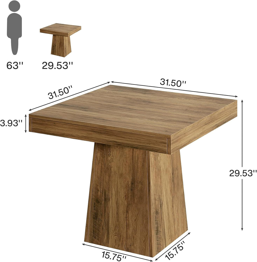 Tribesigns Square Dining Table for 4, 31.5" Farmhouse Small Kitchen Table
