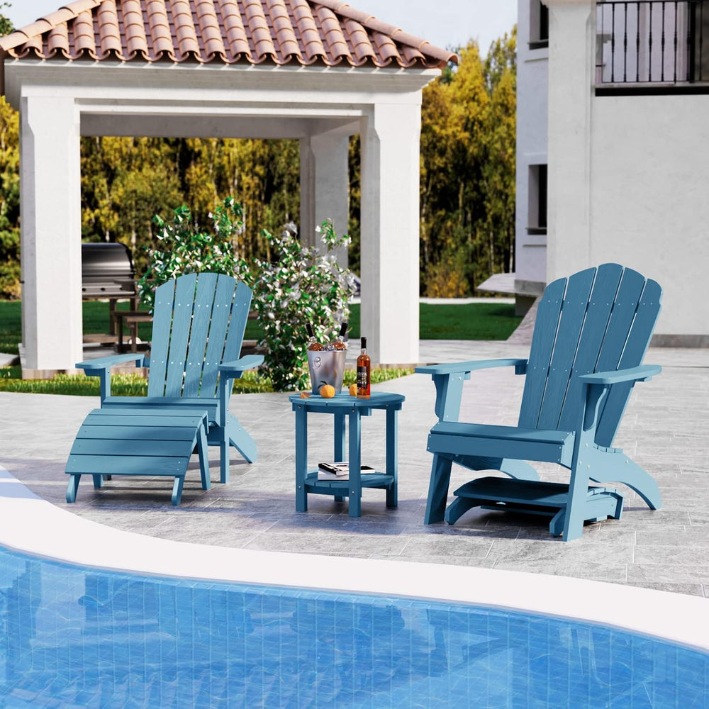 YEFU Folding Adirondack Ottoman Outdoor Set of 2, Blue