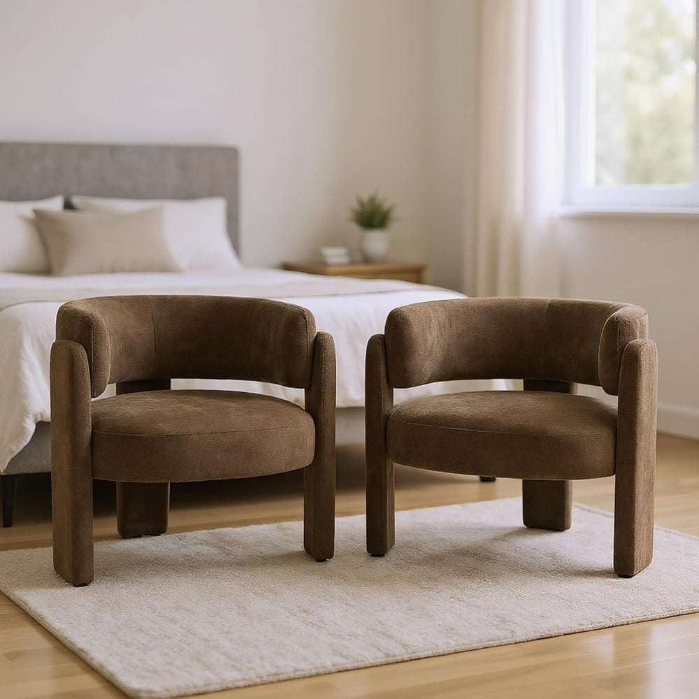 Modern Accent Barrel Chair,Mid Century Single Armchair with Curved Backrest U...