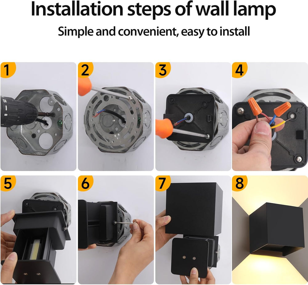 Mille Lucciole 12W 2Pack Outdoor Wall Lights Exterior/Interior,LED Black Outd...