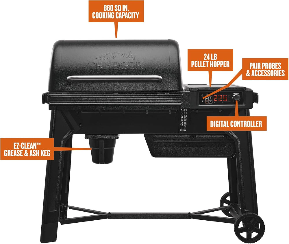 Traeger Woodridge Wood Pellet Grill & Smoker, 860 Sq In, WiFi