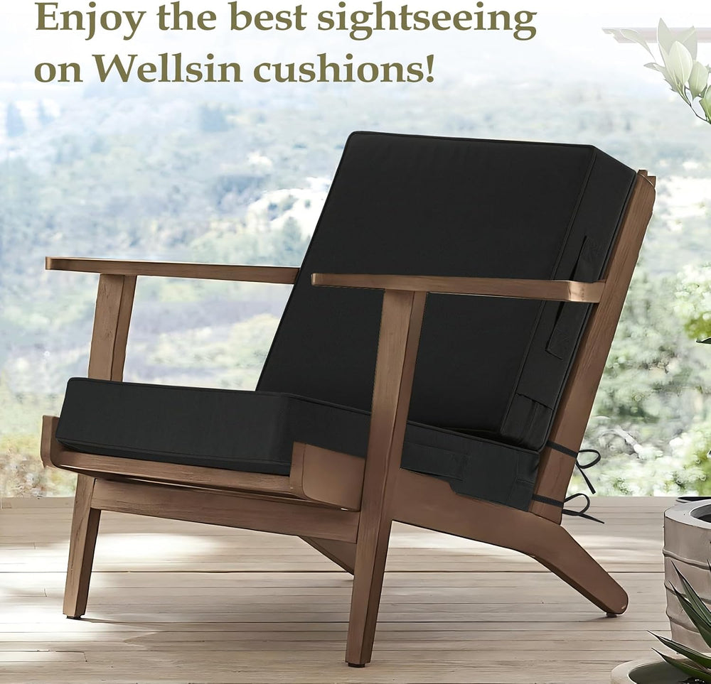 Wellsin Outdoor Deep Seat Patio Cushions, 24 x 24 Waterproof & 3-Year Fad...
