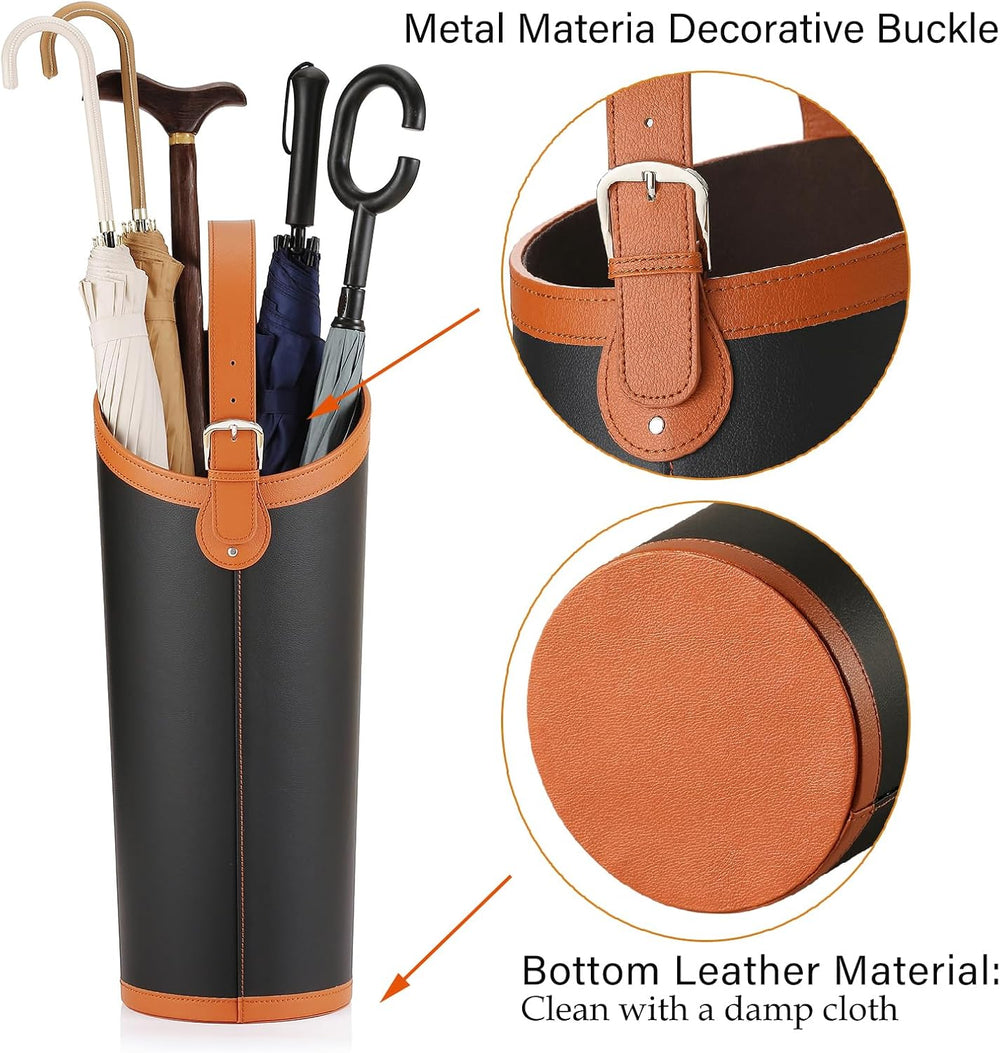 Faux Leather Large Umbrella Holder Entryway,Modern Black Umbrella Rack Stand ...