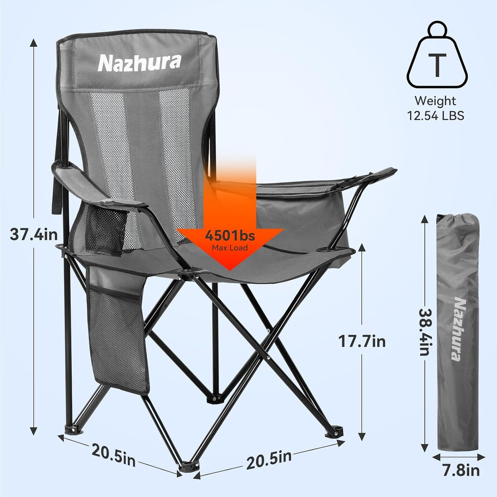 Nazhura 2 Pack Outdoor Camping Chairs Folding/Foldable/Portable with Cooler P...