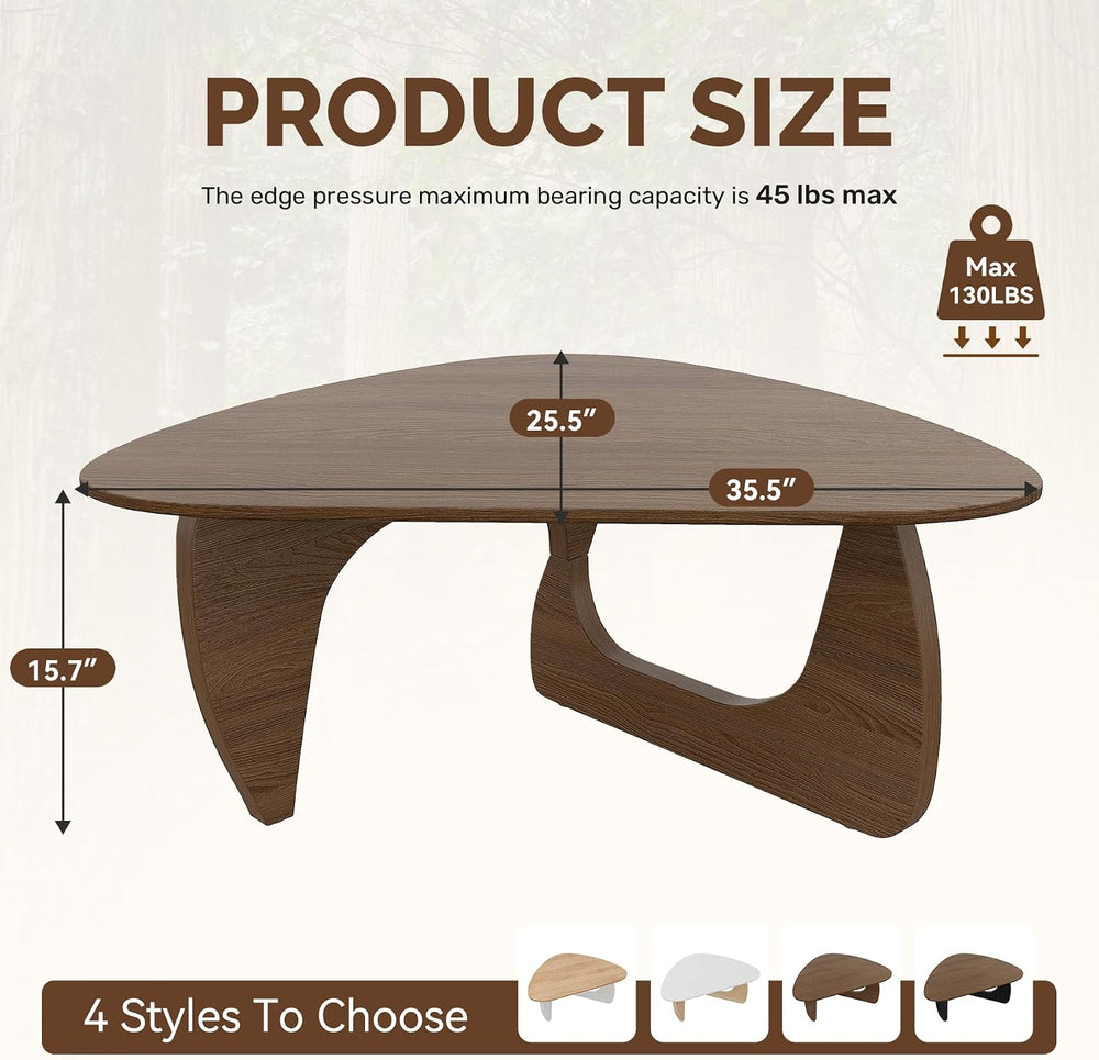 Modern Wood Coffee Table, Triangle Center Table with Premium Wooden Top& ...