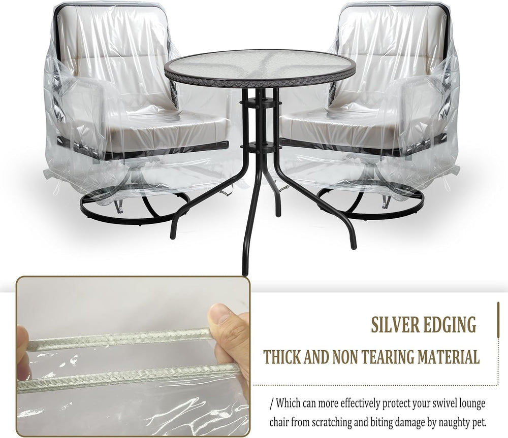 2 Pack Clear PVC Patio Swivel Chair Covers, Waterproof, 33 x 35 x 38.5 In