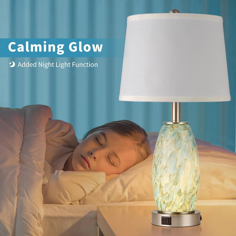 Lovlast 23.5" Coastal Modern Table Lamps Set of 2 for Living Room Bedroom