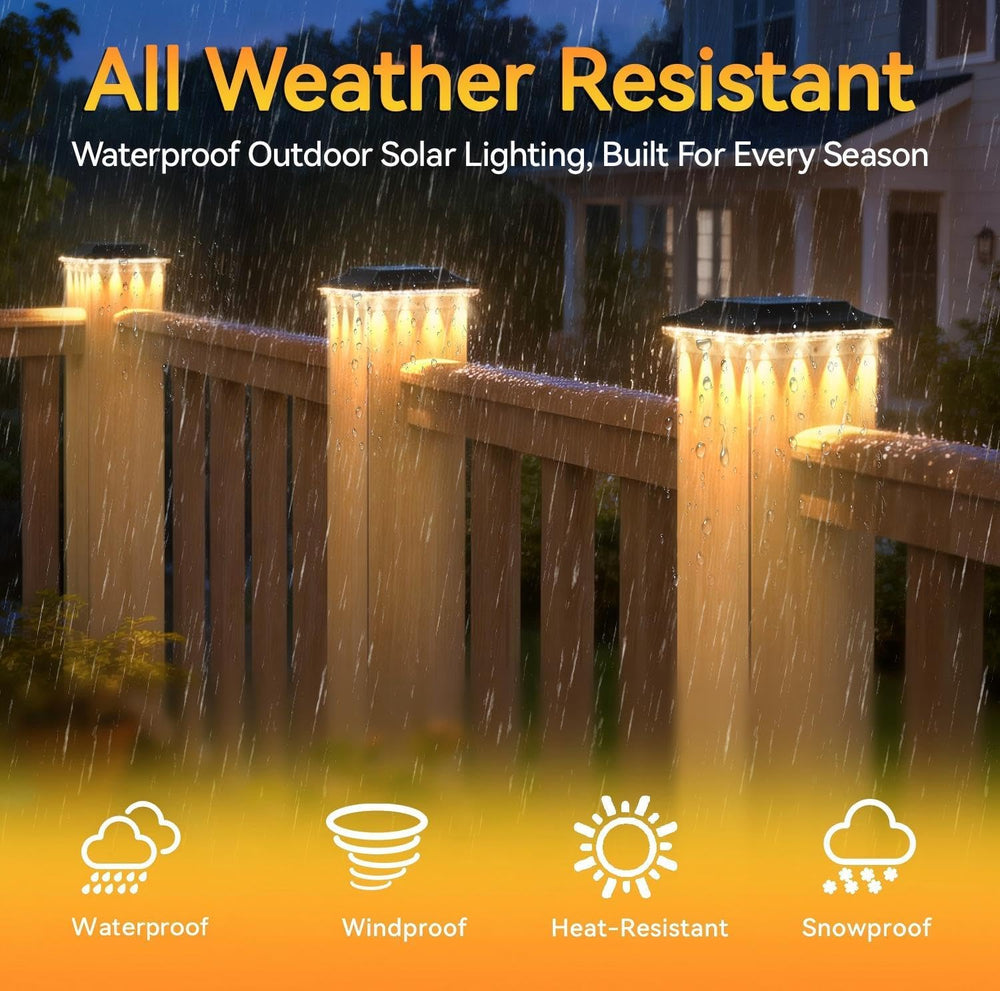 ZCXLIGHT Solar Post Cap Lights Outdoor 6 Pack, 4x4 Post Solar Lights Waterpro...