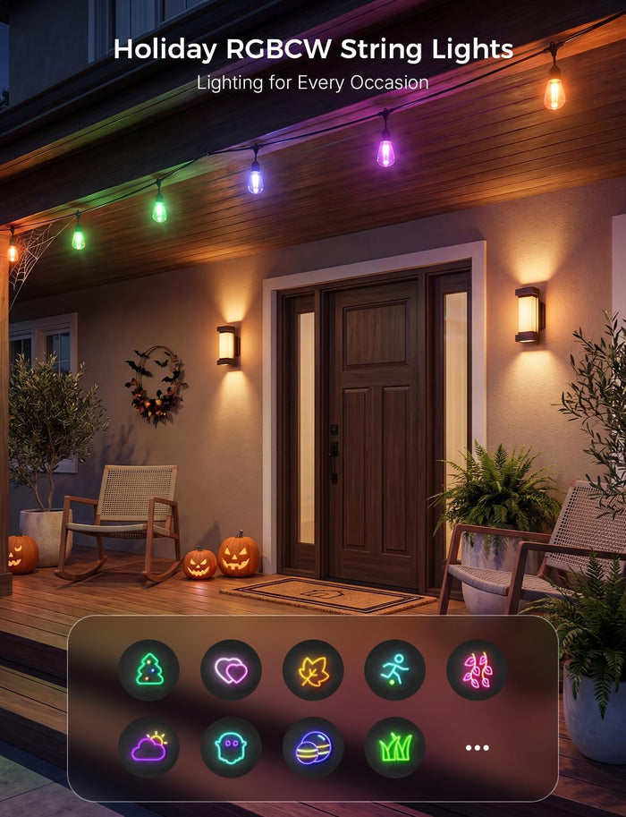 XMCOSY+ Smart Outdoor String Lights 72.5FT, LED Patio Lights App Control