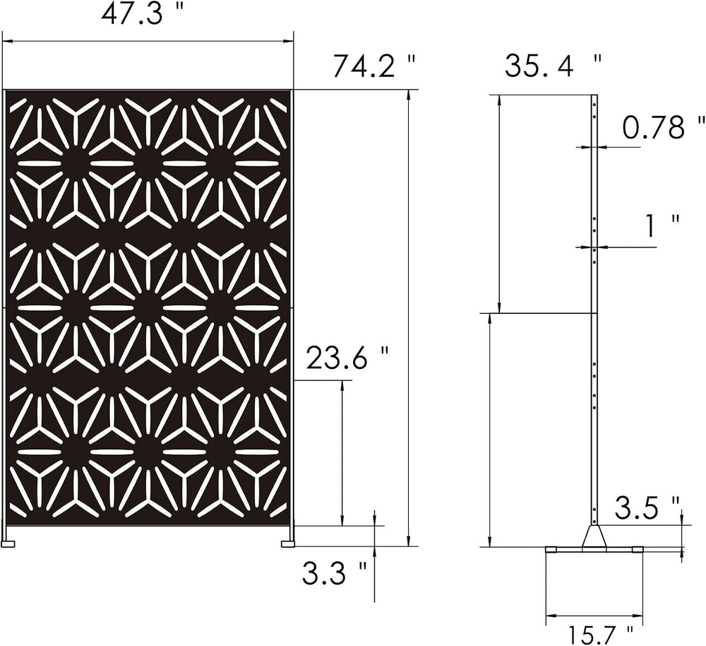 Kozyard Metal Privacy Screen 74" H x 47.2" W Decorative Outdoor Div...