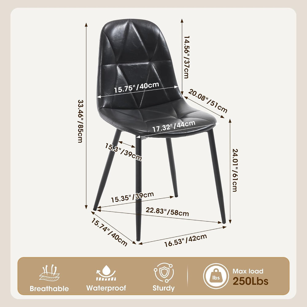 Set of 4 Black Dining Chairs – Modern Armless Kitchen & Dining Chairs, Fa...