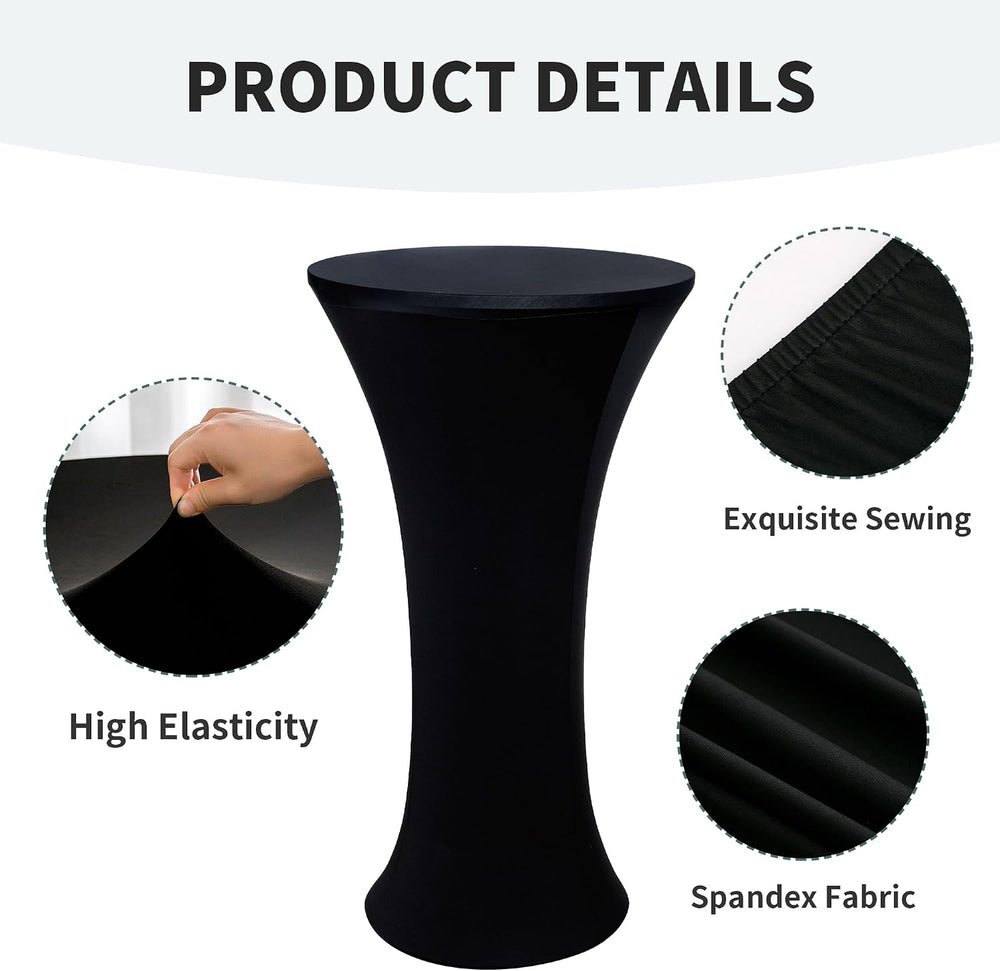 Wolkemer 4PCS 24x43 Inch Fitted Cocktail Tablecloth, Cocktail Table Cover