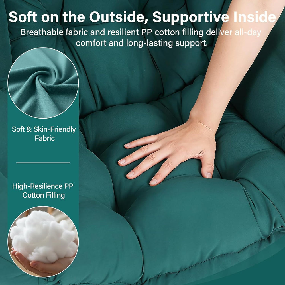Modern Lazy Chair with Ottoman, Comfy Accent Reading Chair, Dark Green