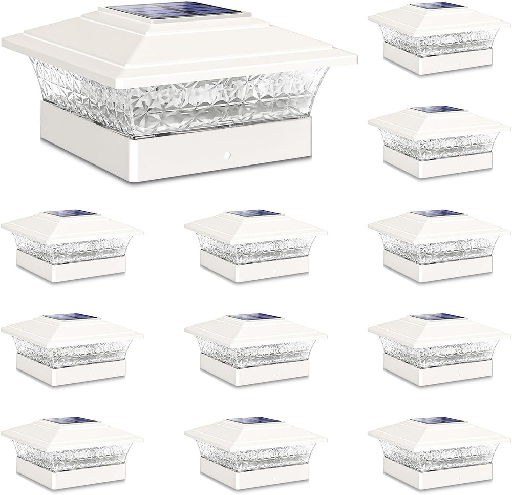 Solar Post Cap Lights Outdoor 12pack, Waterproof Fence Post Lights with 16 Ul...
